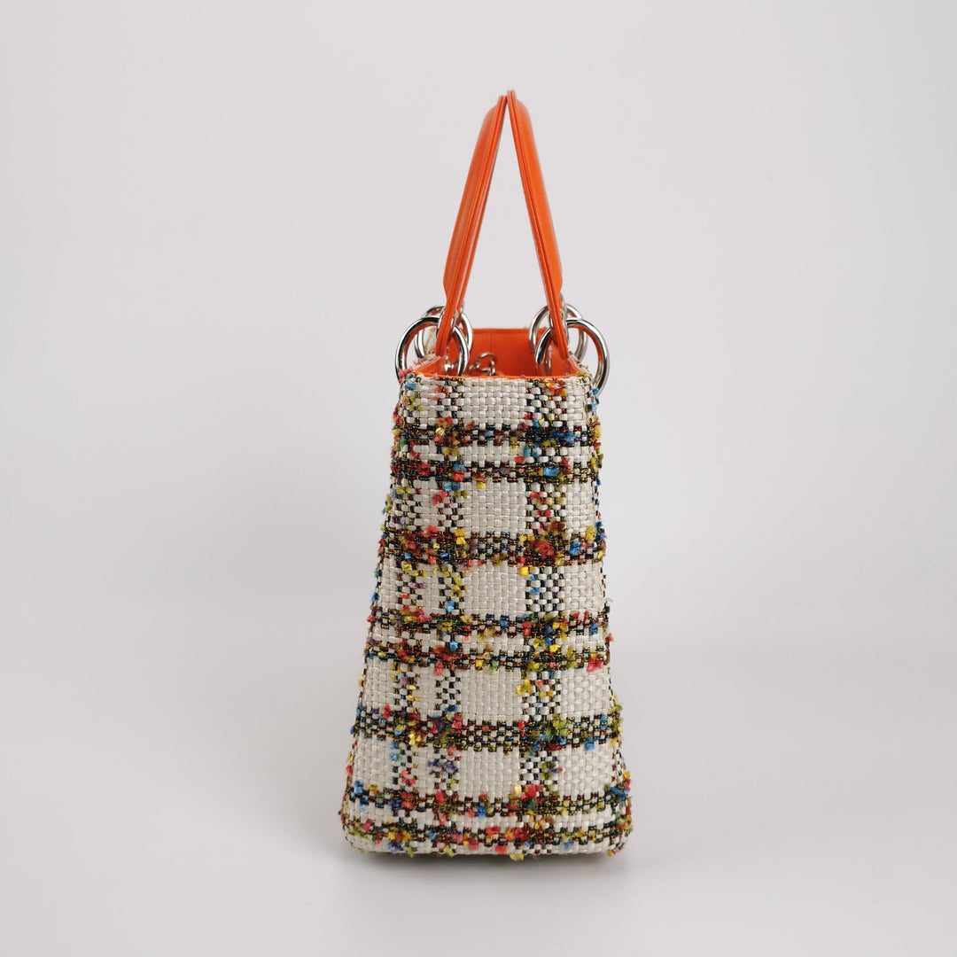 Dior Lady Dior Medium Tweed Orange Multicolour