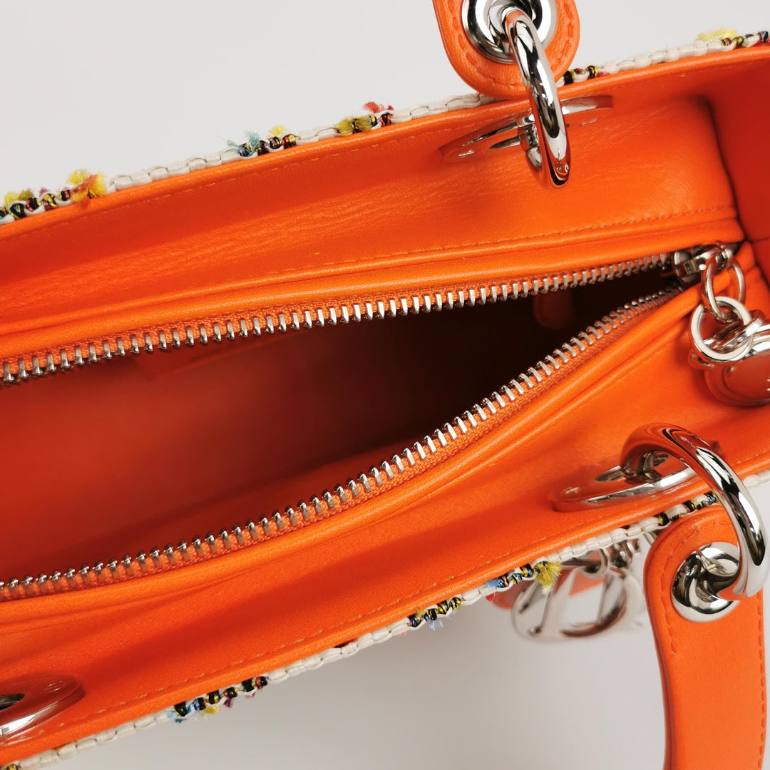 Dior Lady Dior Medium Tweed Orange Multicolour