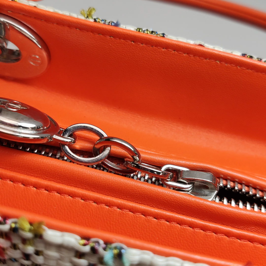 Dior Lady Dior Medium Tweed Orange Multicolour