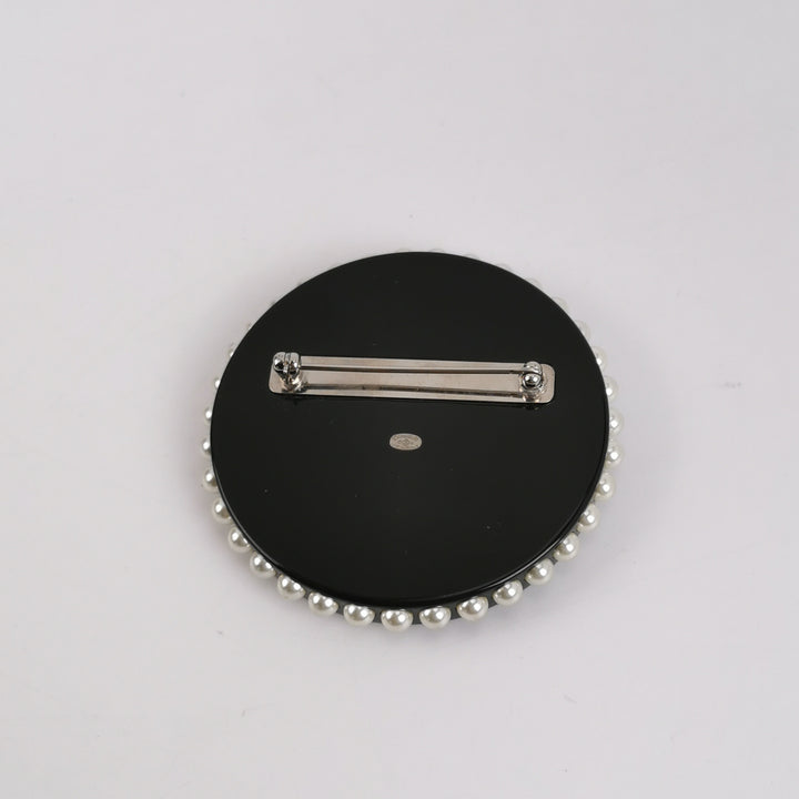Chanel Faux Pearl Resin Glitter Moon Stars Brooch
