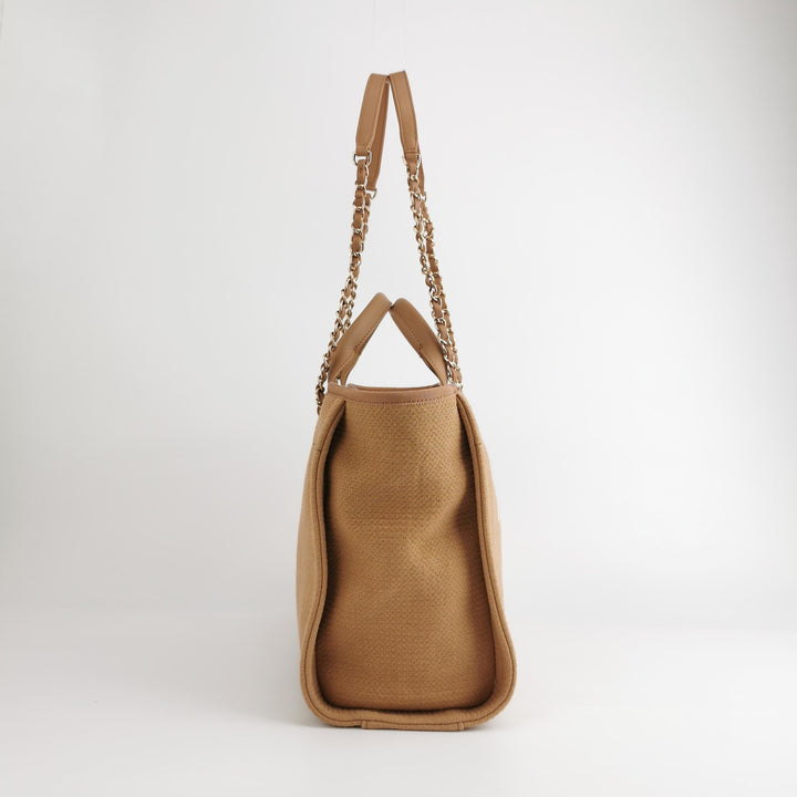 Chanel Mixed Fibers Small Deauville Tote Camel