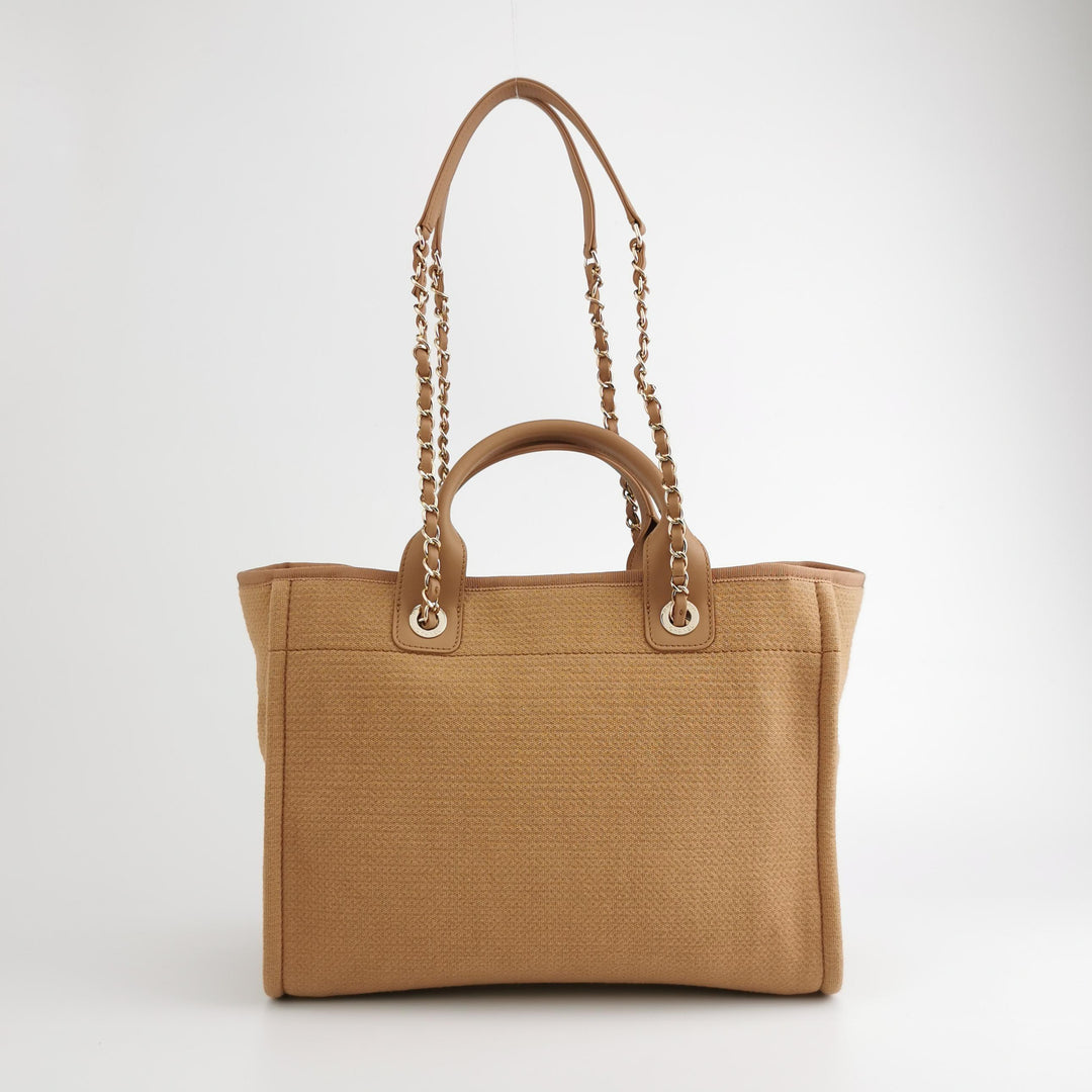 Chanel Mixed Fibers Small Deauville Tote Camel