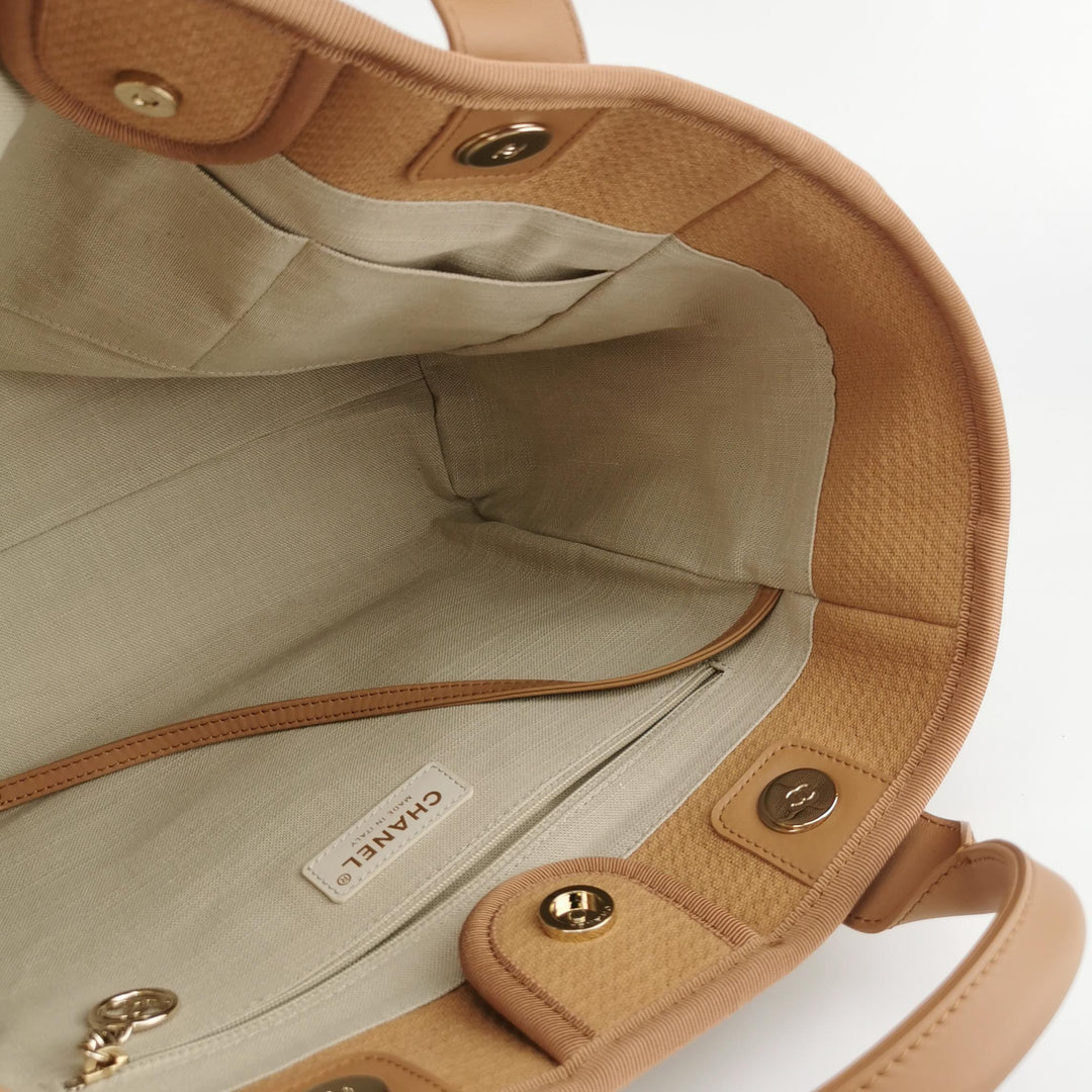 Chanel Mixed Fibers Small Deauville Tote Camel