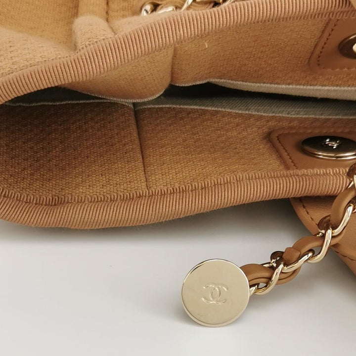 Chanel Mixed Fibers Small Deauville Tote Camel
