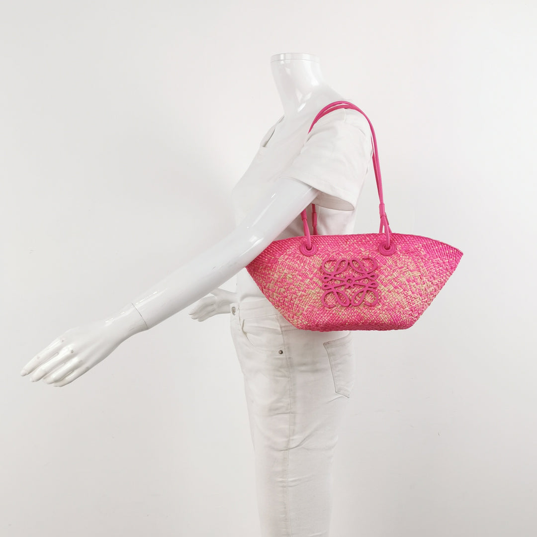 Loewe Pink x Paula's Ibiza Small Anagram Basket Tote Bag Fuchsia