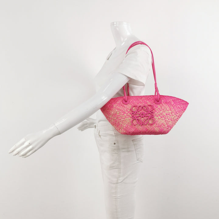 Loewe Pink x Paula's Ibiza Small Anagram Basket Tote Bag Fuchsia