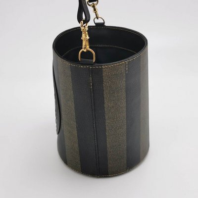 Fendi Calfskin Coated Canvas Pequin Bucket Bag