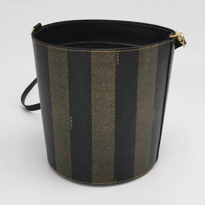 Fendi Calfskin Coated Canvas Pequin Bucket Bag