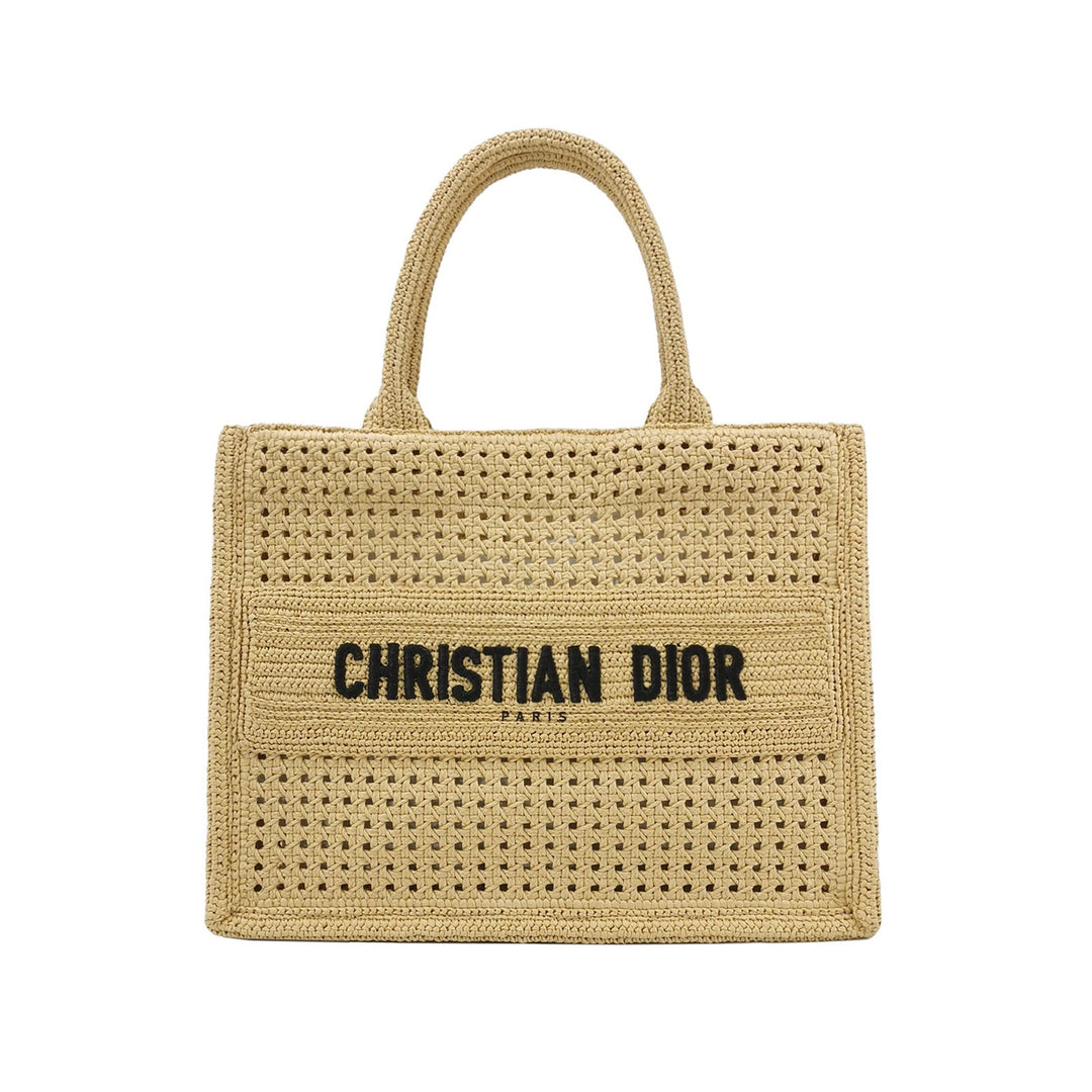 Dior Book Tote Medium Size Natural Cannage Vienna Straw