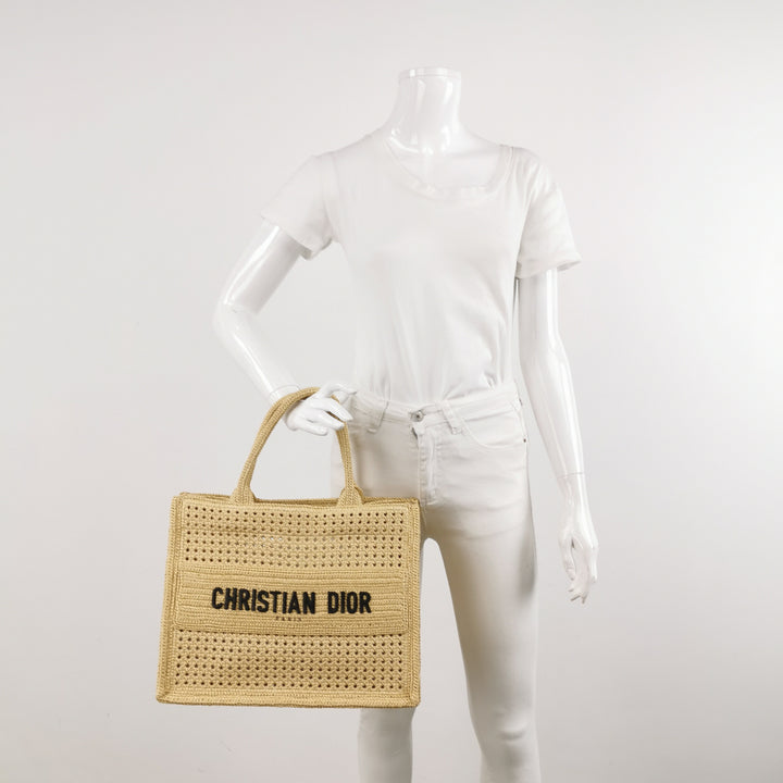 Dior Book Tote Medium Size Natural Cannage Vienna Straw