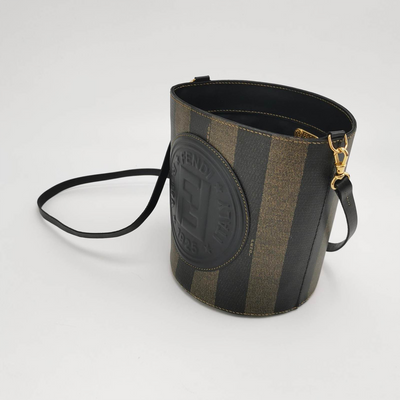 Fendi Calfskin Coated Canvas Pequin Bucket Bag