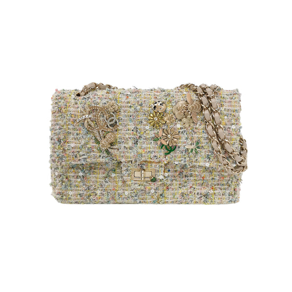 Chanel Garden Party 2.55 Reissue Flap Bag Multicolour Tweed Gold Hardware