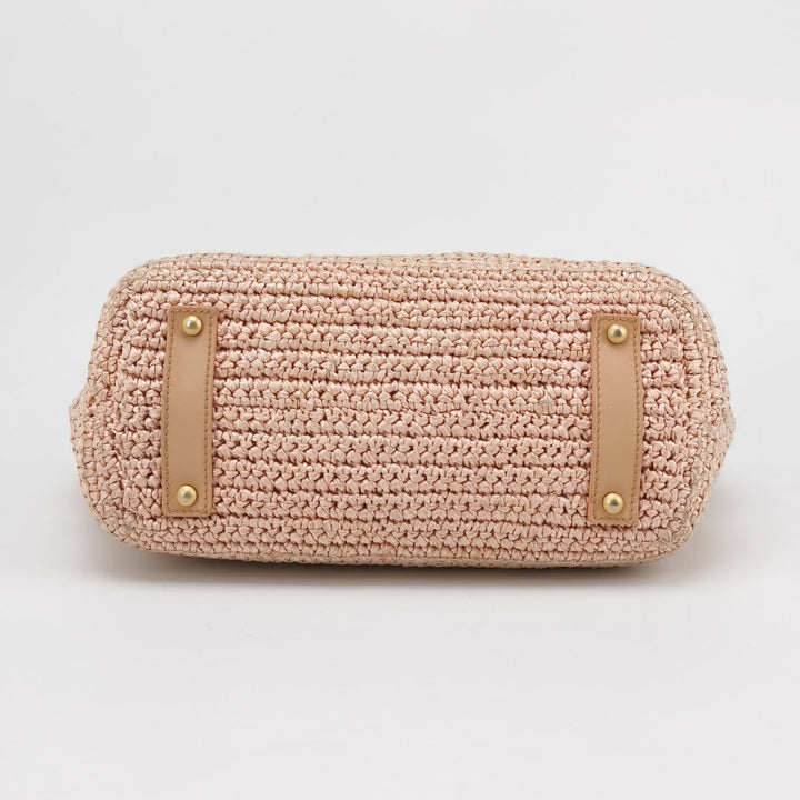 Chanel Raffia Tote in Pink Gold Hardware