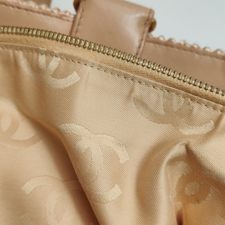 Chanel Raffia Tote in Pink Gold Hardware
