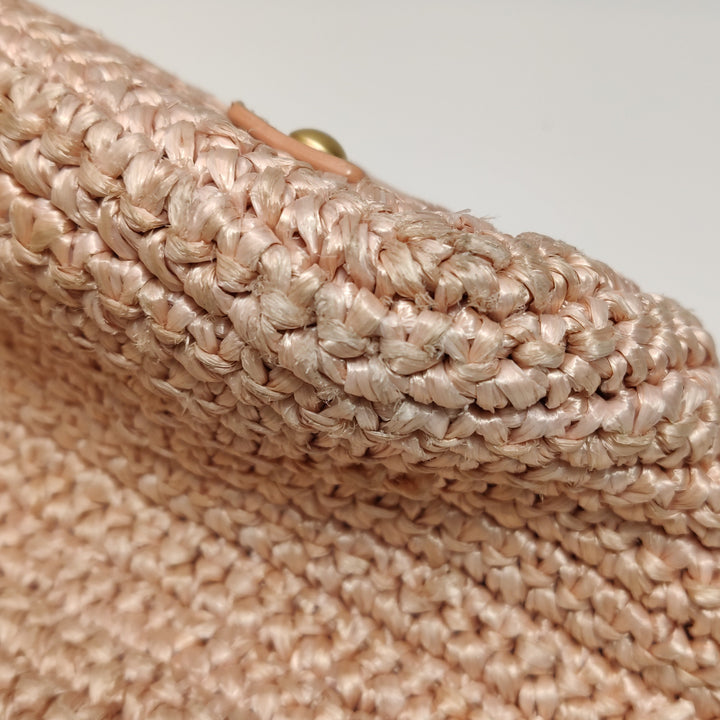 Chanel Raffia Tote in Pink Gold Hardware