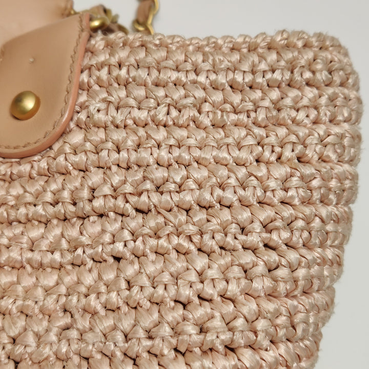 Chanel Raffia Tote in Pink Gold Hardware