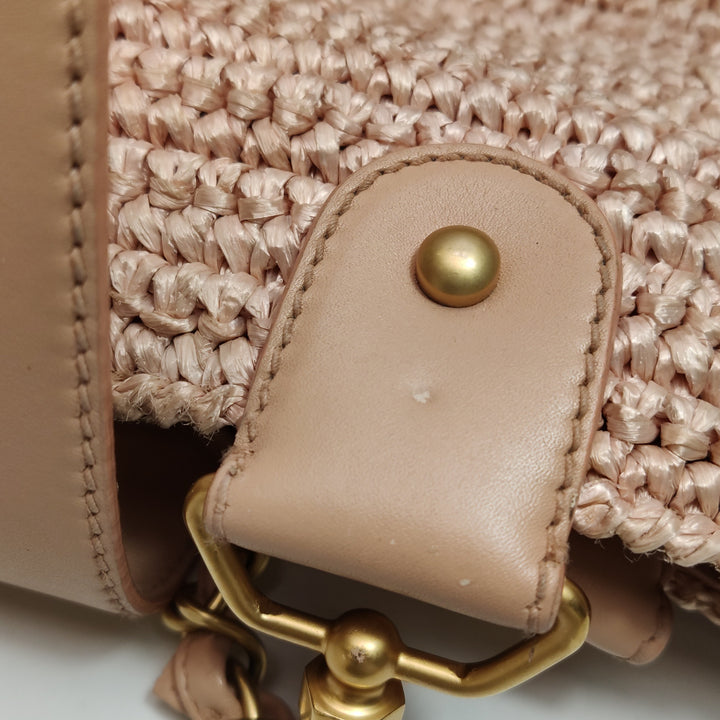 Chanel Raffia Tote in Pink Gold Hardware
