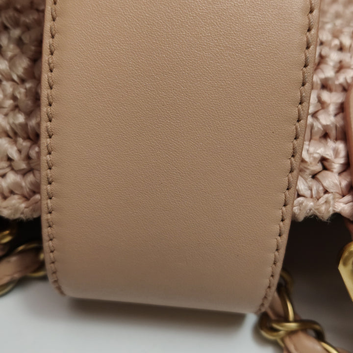 Chanel Raffia Tote in Pink Gold Hardware