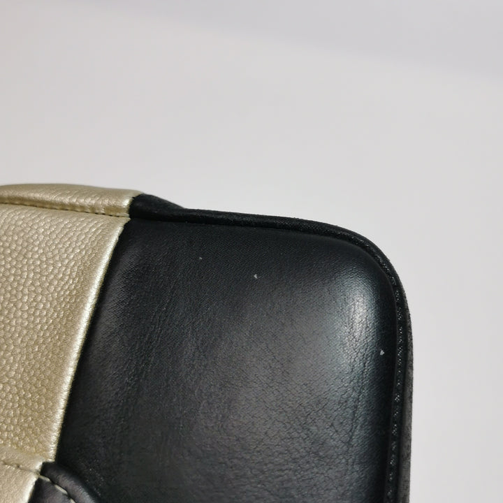 Chanel Medium Double Flap Caviar Calfskin Duo Light Gold Black