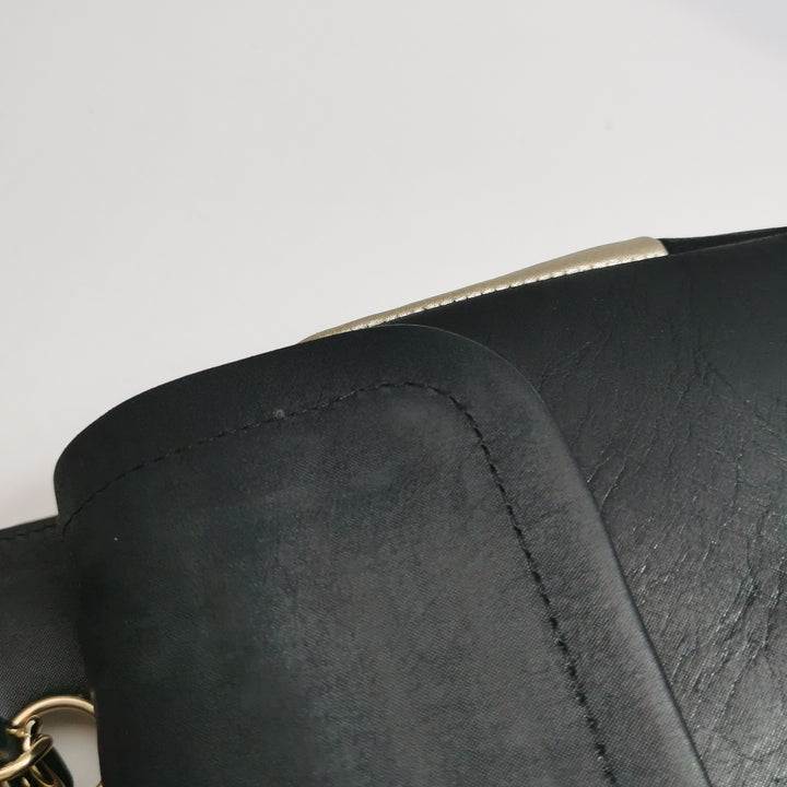 Chanel Medium Double Flap Caviar Calfskin Duo Light Gold Black