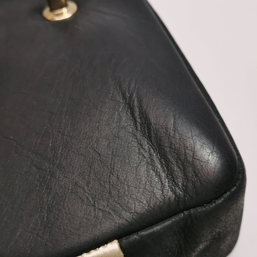 Chanel Medium Double Flap Caviar Calfskin Duo Light Gold Black