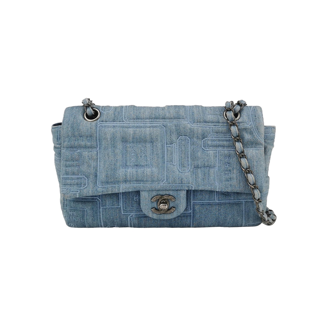 Chanel Medium Flap Denim Perfume Embroidered Medium Flap Bag