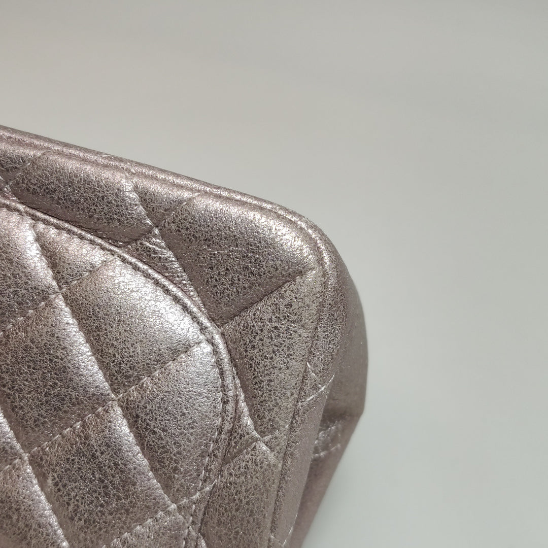 Chanel Mini Square Flap Metallic Lambskin Quilted Pink