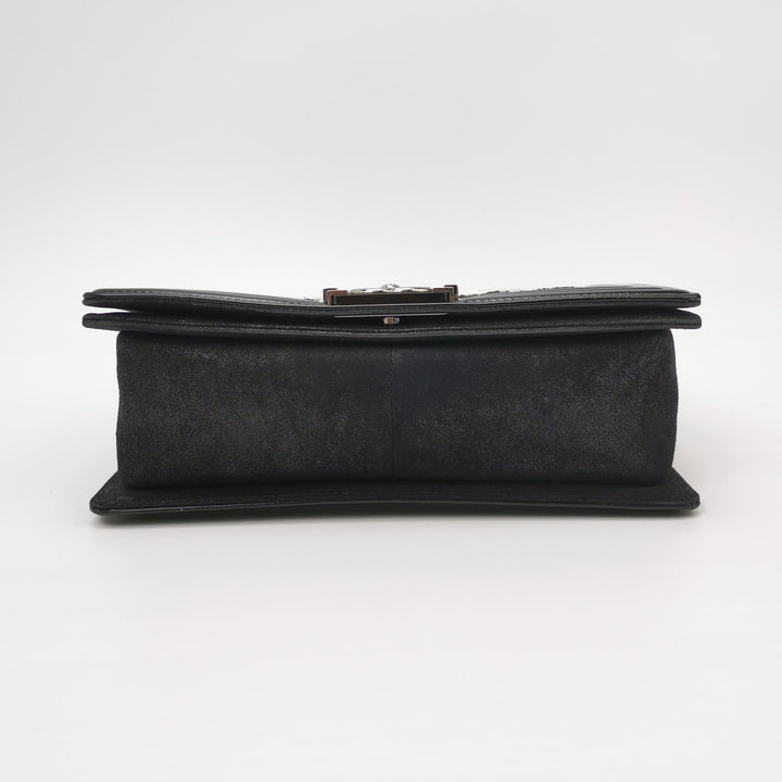 Chanel Boy Bag Medium Sequin Black Silver