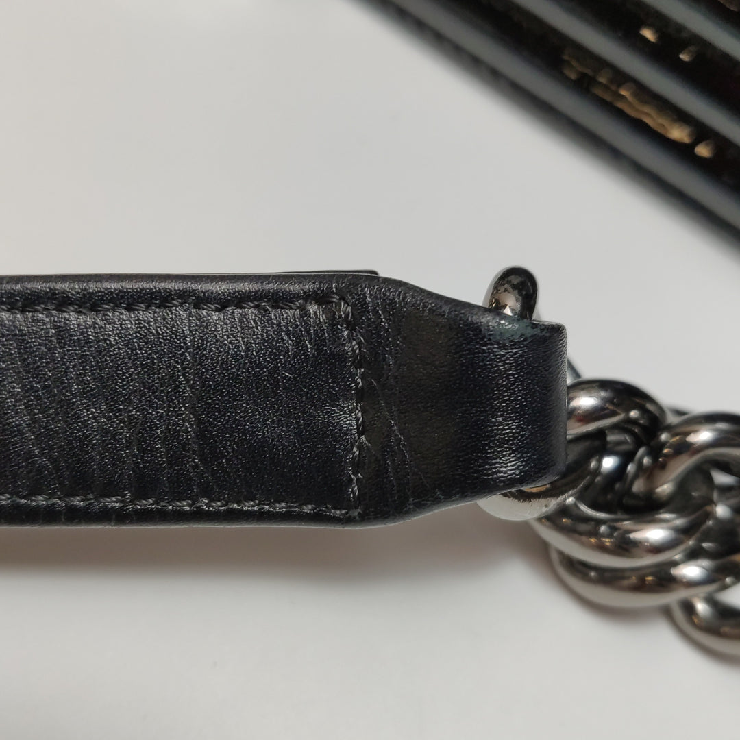 Chanel Boy Bag Medium Sequin Black Silver