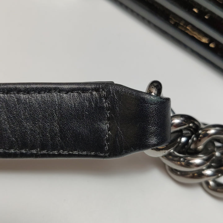 Chanel Boy Bag Medium Sequin Black Silver