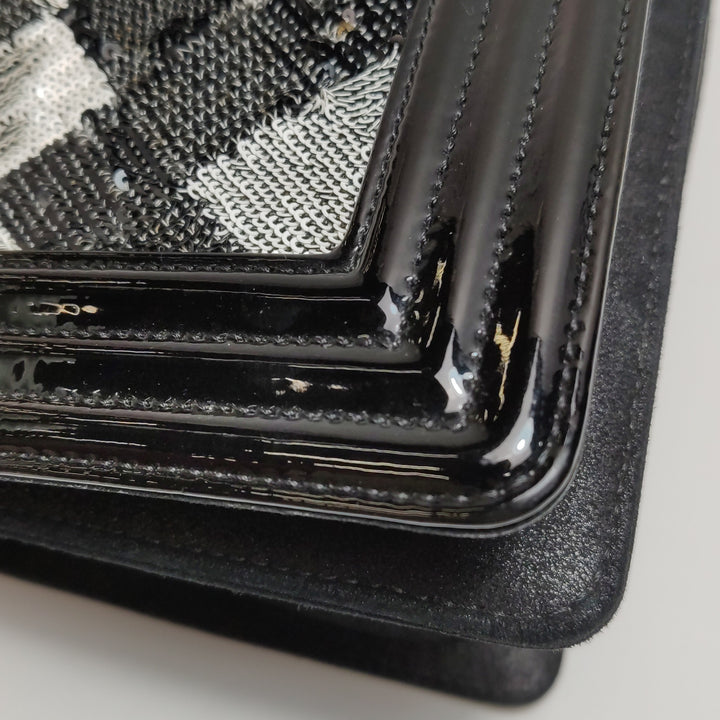 Chanel Boy Bag Medium Sequin Black Silver