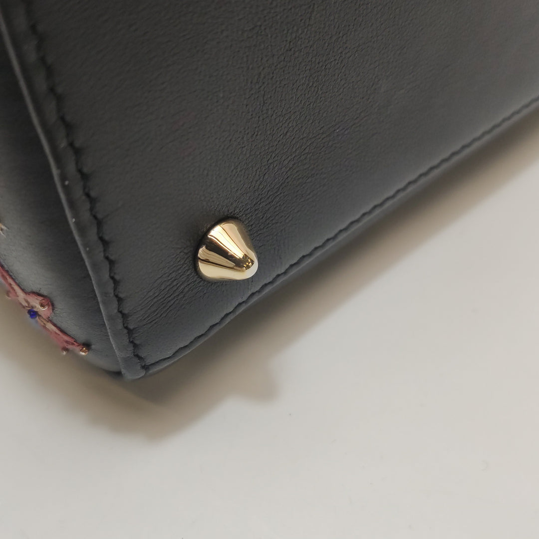 Dior Lady Dior Bag Air Embroidered and Beaded Medium Black Leather