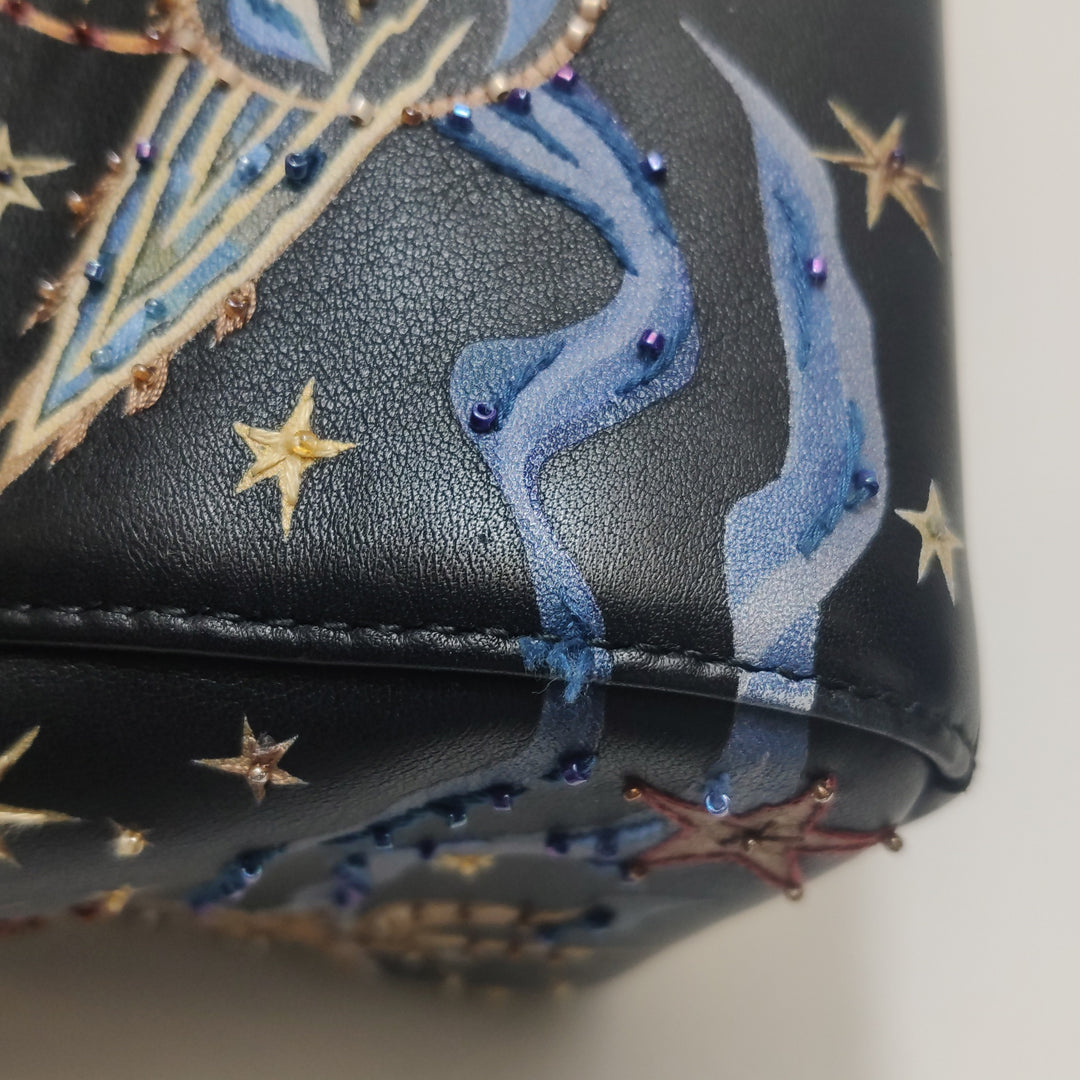 Dior Lady Dior Bag Air Embroidered and Beaded Medium Black Leather