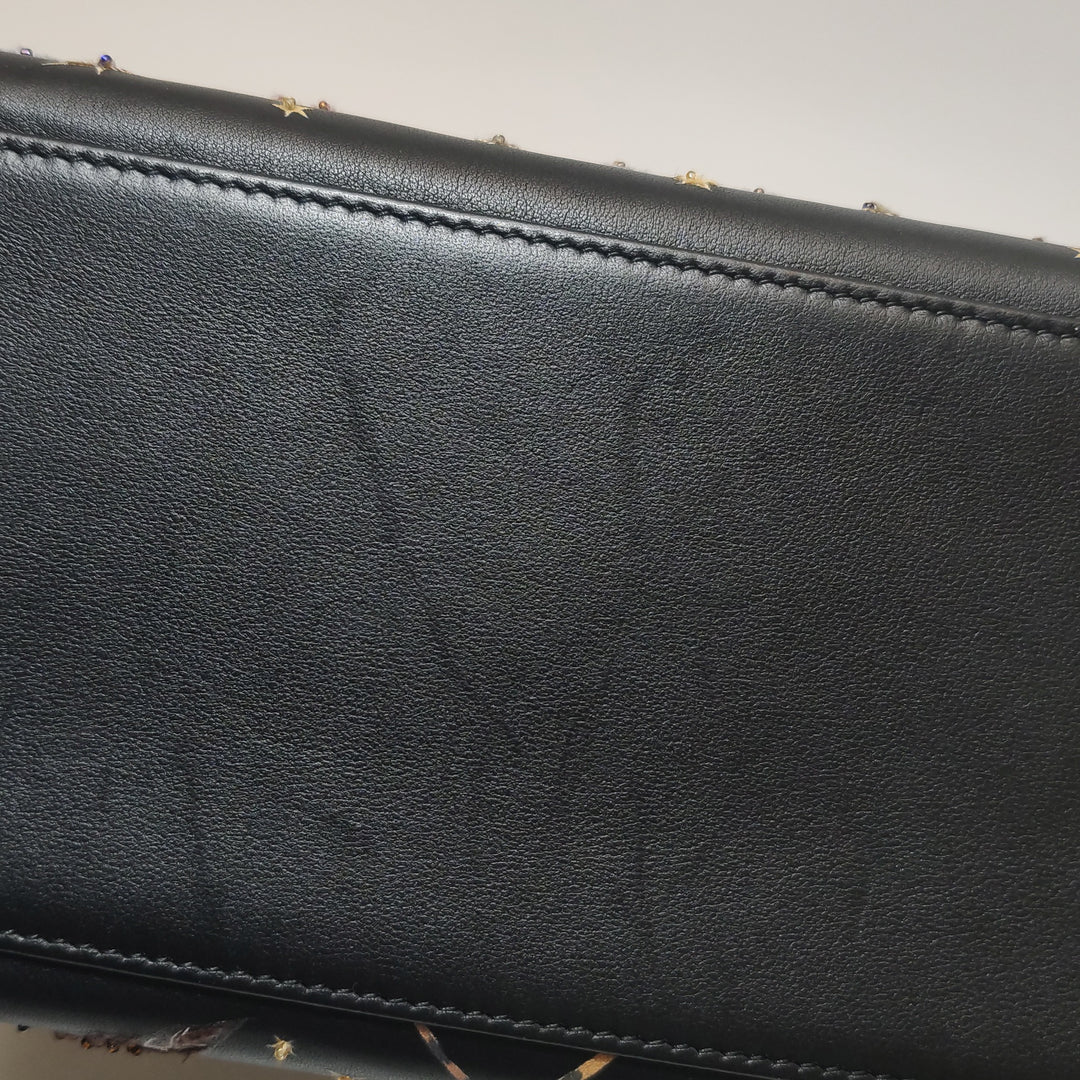 Dior Lady Dior Bag Air Embroidered and Beaded Medium Black Leather