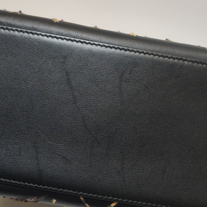 Dior Lady Dior Bag Air Embroidered and Beaded Medium Black Leather