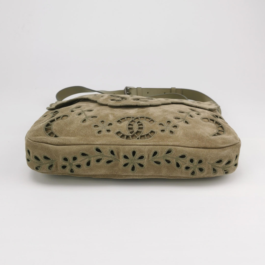 Chanel Suede Eyelet Messenger Bag