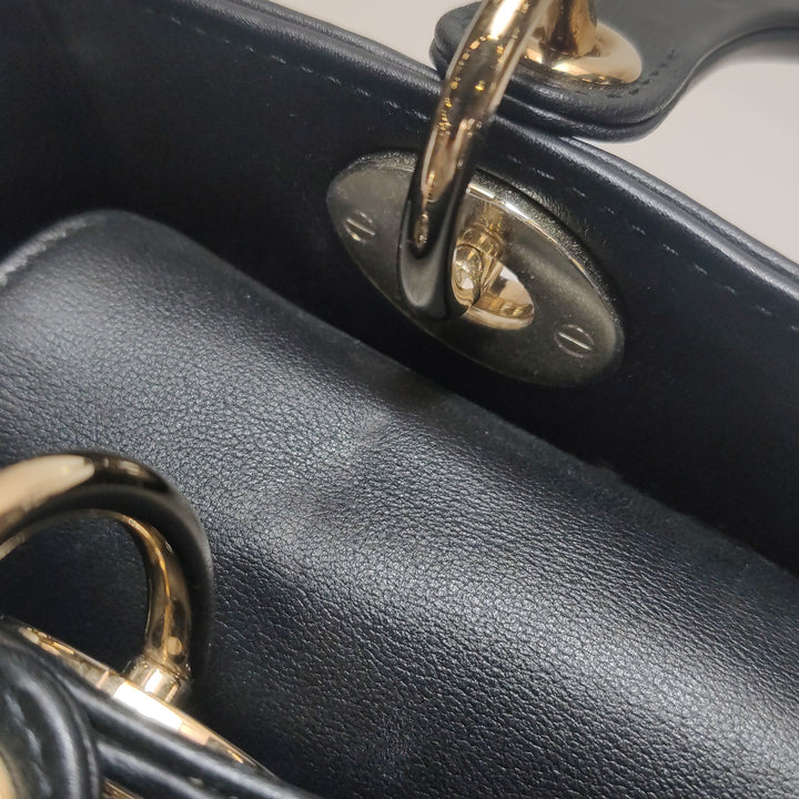 Dior Lady Dior Bag Air Embroidered and Beaded Medium Black Leather