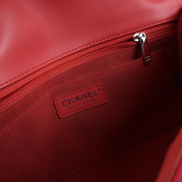 Chanel Medium Flap Bag Pink Patchwork Tweed Silver Hardware