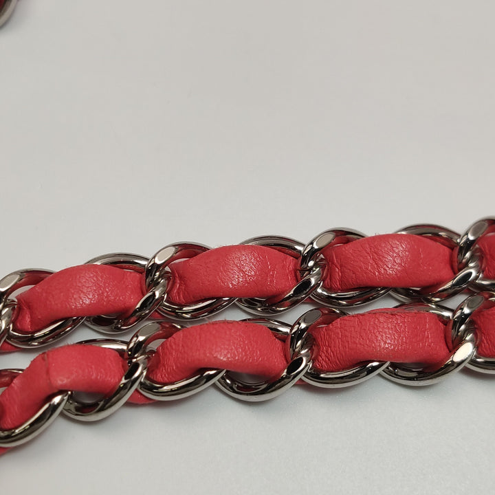 Chanel Medium Flap Bag Pink Patchwork Tweed Silver Hardware