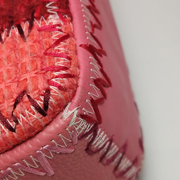 Chanel Medium Flap Bag Pink Patchwork Tweed Silver Hardware