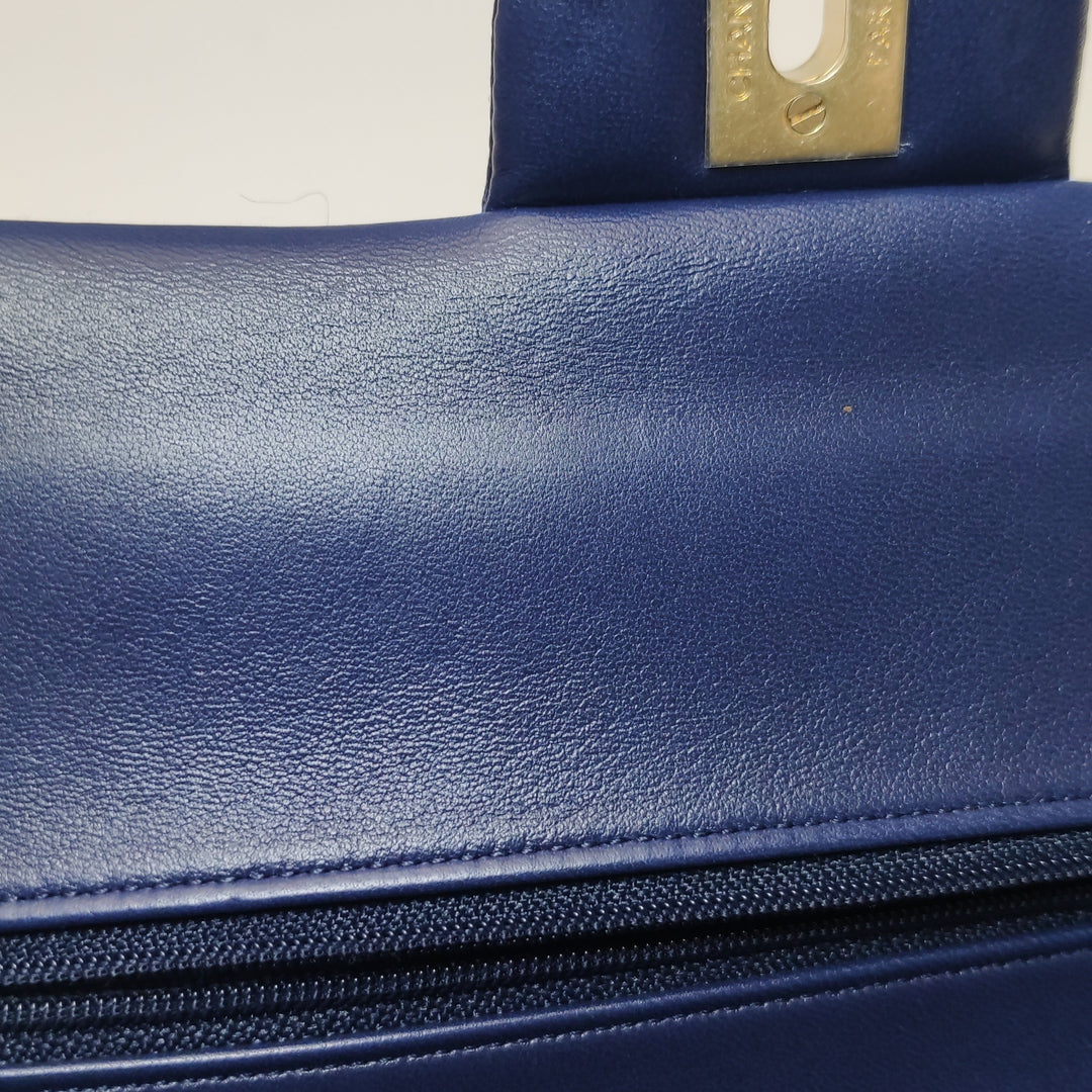 Chanel Sequin Pink Green Navy Medium Flap Bag Gold Hardware