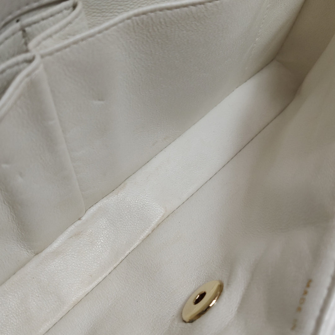 Chanel Chocolate Bar East-West Flap Bag Lambskin Off-White Gold Hardware