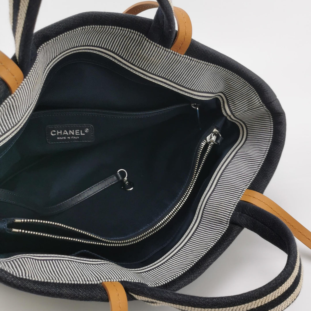 Chanel Denim CC Shopping Tote CC Logo