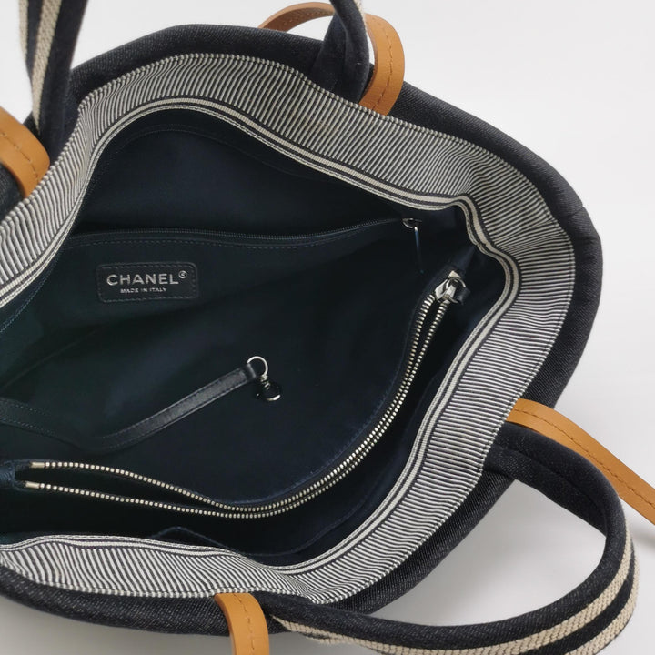 Chanel Denim CC Shopping Tote CC Logo