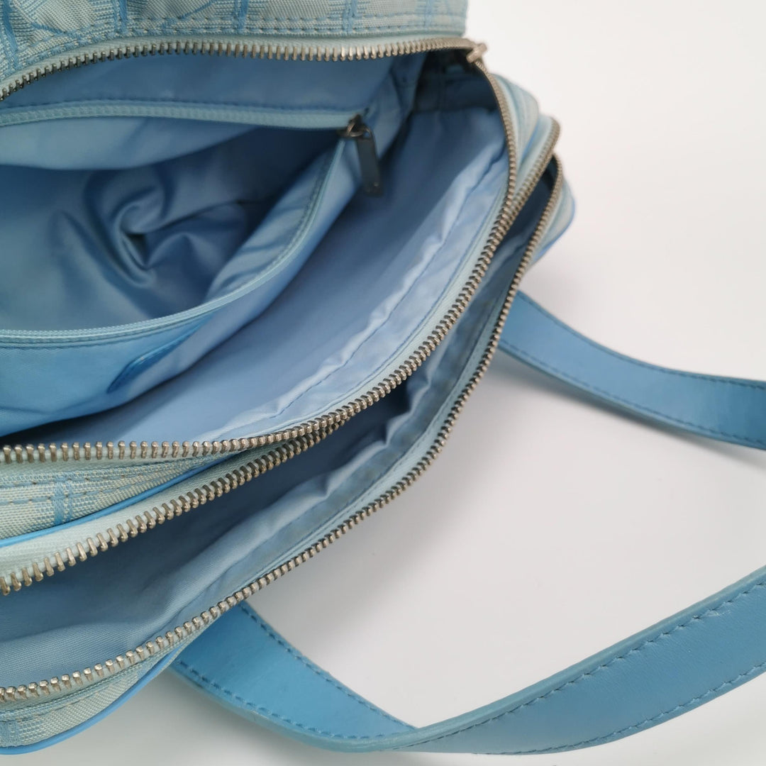 Chanel New Travel Ligne Small Bowler Tote Bag Jacquard Blue Silver Hardware
