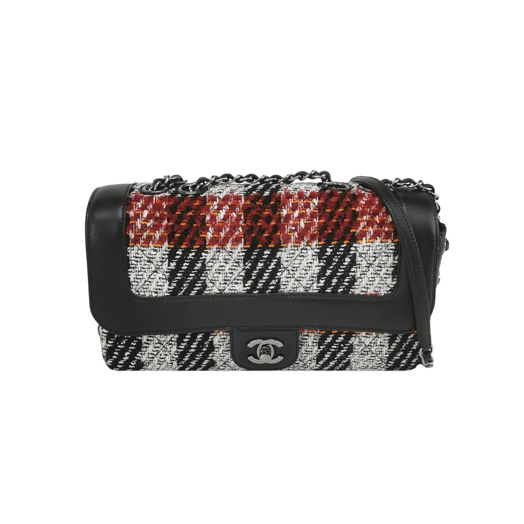 Chanel Coco Corset Flap In Multicolour Tweed and Calfskin Silver Hardware