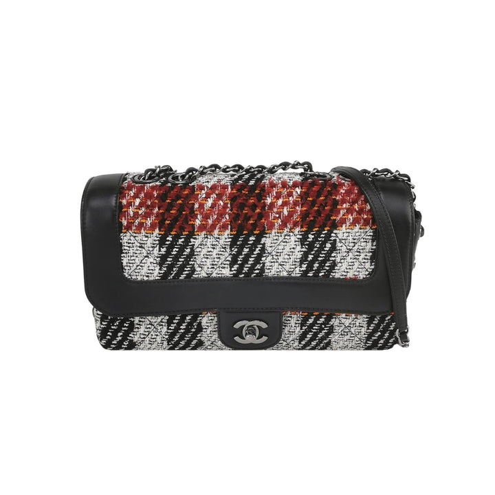 Chanel Coco Corset Flap In Multicolour Tweed and Calfskin Silver Hardware