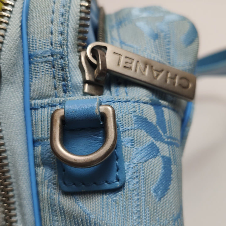 Chanel New Travel Ligne Small Bowler Tote Bag Jacquard Blue Silver Hardware