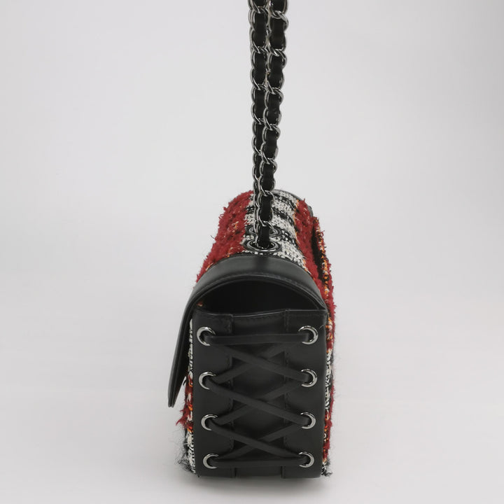 Chanel Coco Corset Flap In Multicolour Tweed and Calfskin Silver Hardware