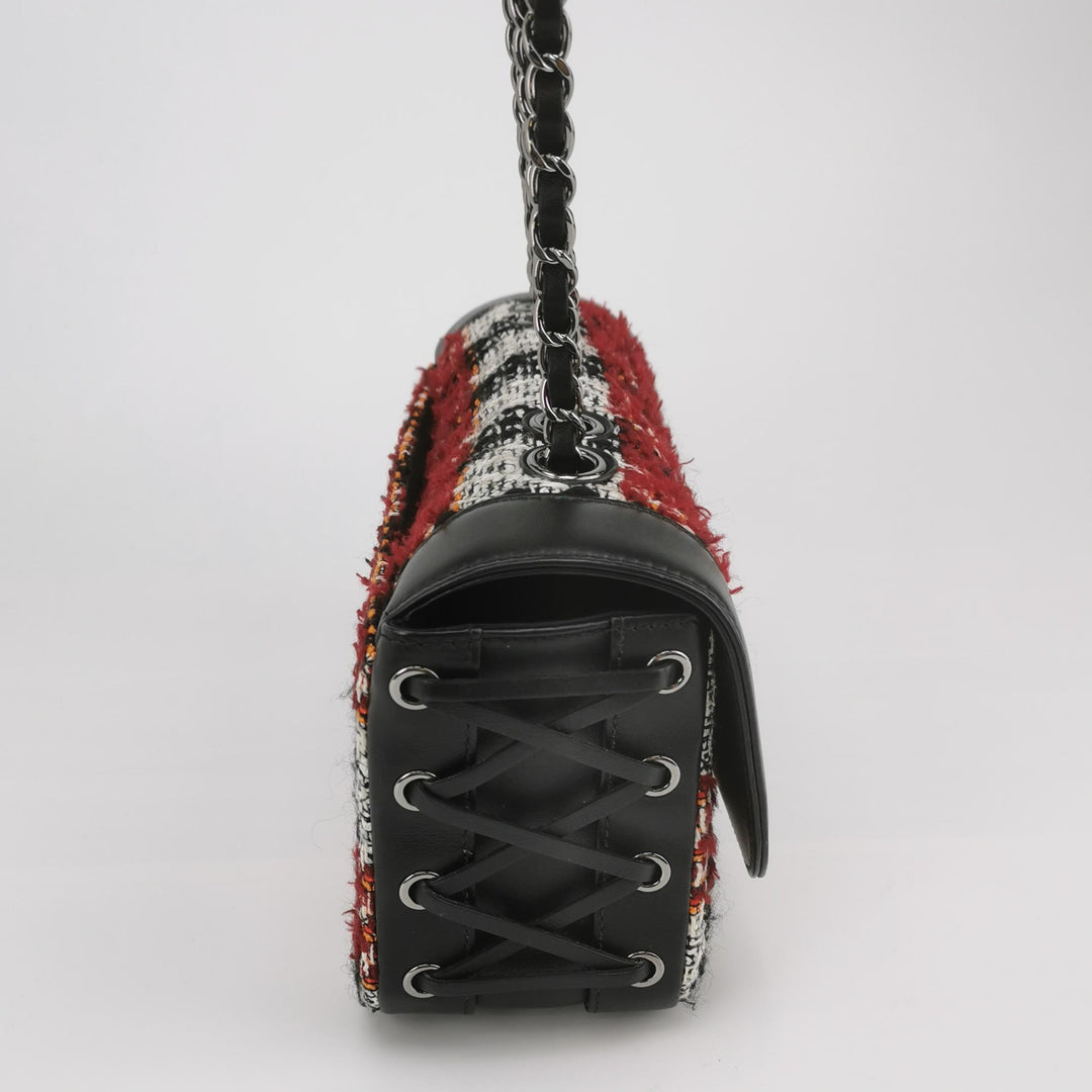 Chanel Coco Corset Flap In Multicolour Tweed and Calfskin Silver Hardware